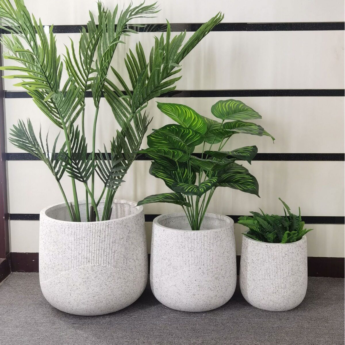 镁泥花盆水滴形欧美现代艺术简约包边白色沙面手工制作