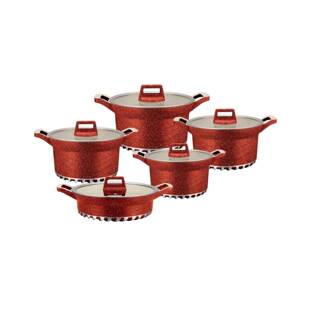 QUEENTIME10pcs家用铝锅厨房用具压铸不粘锅锅具套装pot