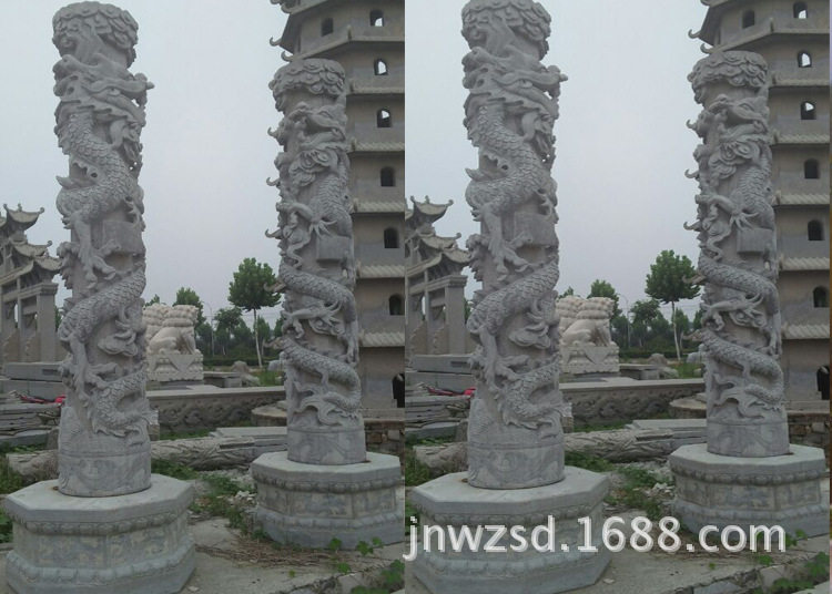 景区大理石滚龙柱图片大理石雕刻景观滚龙柱石雕哪里卖