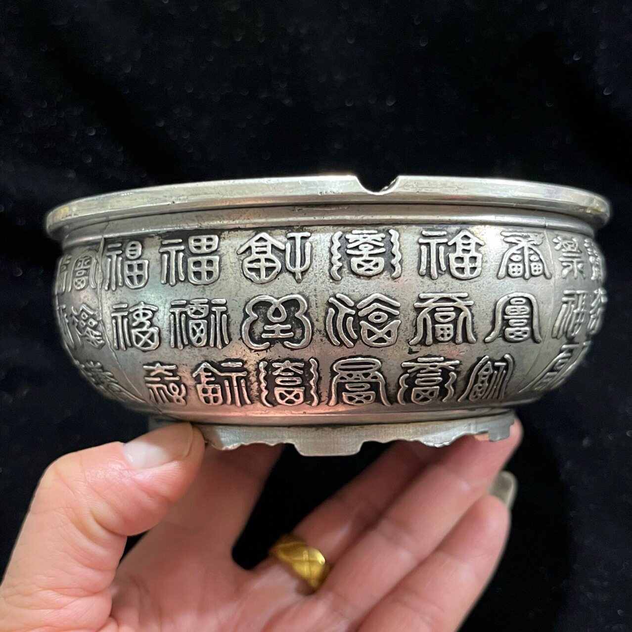 古玩批发仿古铜器福字盆居家工艺品摆件直播货源