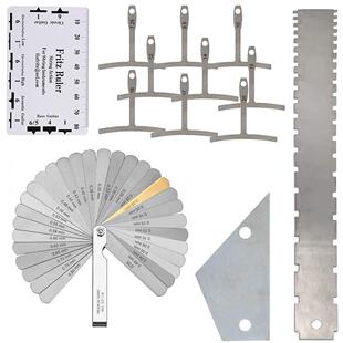 吉他测量工具套装弦高尺间隙尺找平尺琴颈缺口尺T型尺13件套