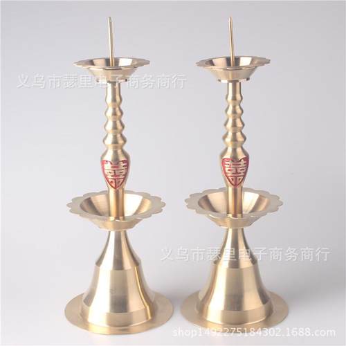 艺诚供应传统婚庆用品蜡烛台4号纯铜莲花边碗烛台铜烛台