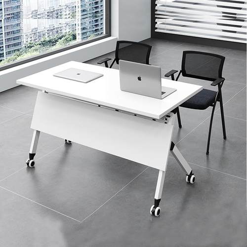 折叠培训桌椅组合双人学生课桌辅导班会议桌长条桌翻板可移动带轮