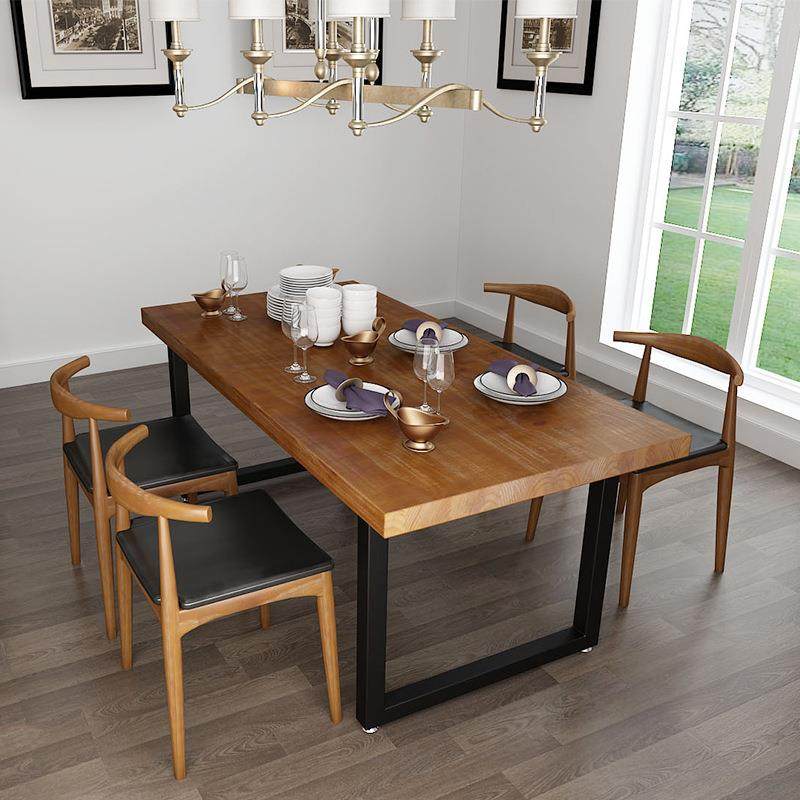 北欧实木铁艺餐桌椅组合家用吃饭桌子餐厅简约现代小户型饭店餐桌