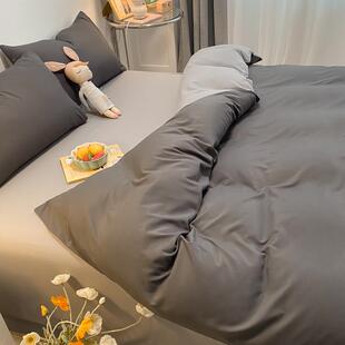 极人上四件品套夏南季灰色高级感床单床被套被罩床JIH笠简约床三