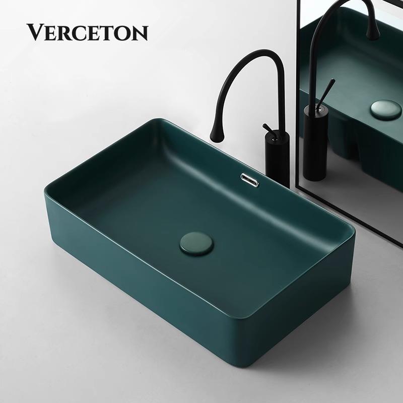 北欧墨绿色术台上盆家用卫生间洗艺手彩盆单盆陶瓷一Vct-ml体洗脸