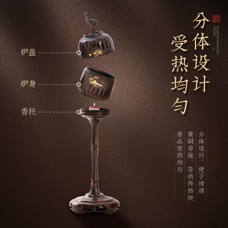 中式熏香香炉薰纯灯炉香炉家用室内沉檀黄铜灯笼香香薰铜炉茶道仙