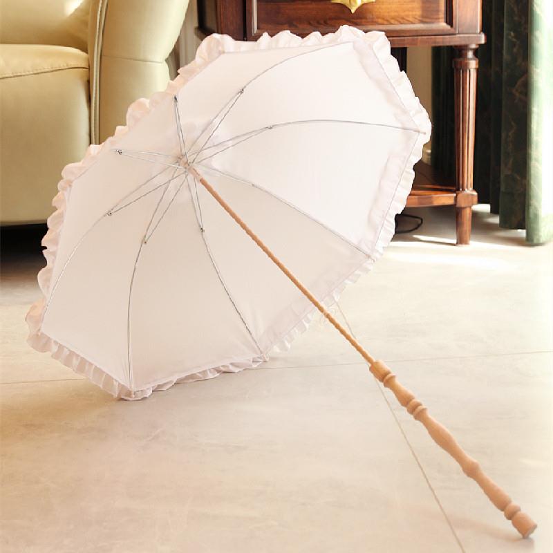 浮羽阳伞杆 木长柄伞罗莉塔coplay拍照具摄fy1846影s道白色公主洋