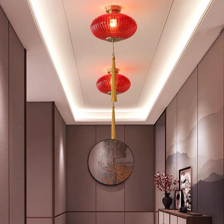 玻璃灯笼吊灯新中式全铜轻奢走廊顶道灯台T20过吸餐饮阳厅酒吧台