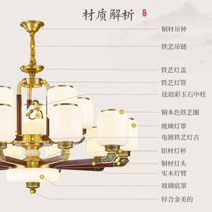 新中别墅复式璃楼葫芦大玉吊灯全铜式实木玻821客厅中空跃层楼梯