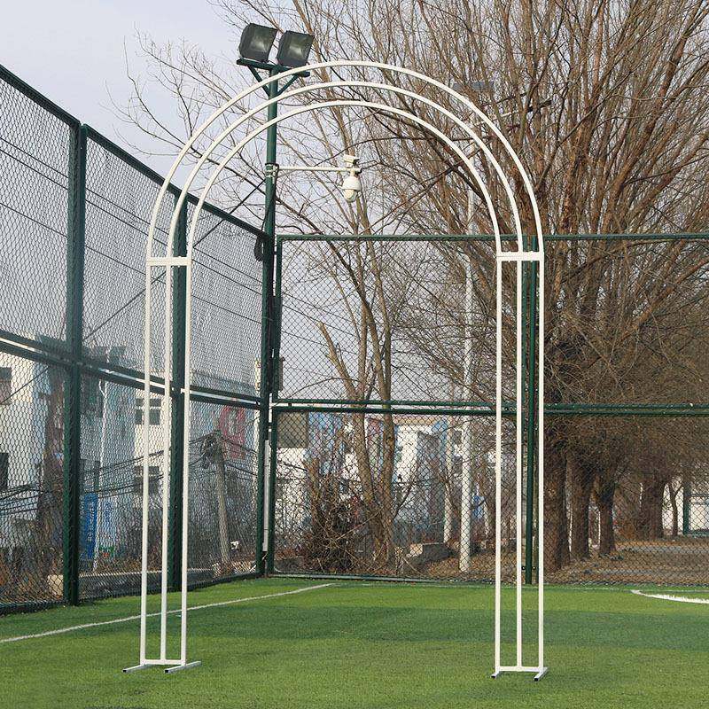 新款拱门婚庆铁艺背LGU景弧形花户外婚礼布装饰双杆花架置道具门