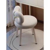 轻奢凳子奶油风凳XXR化妆简椅约室化妆椅蝴蝶卧结羊羔毛梳妆台子