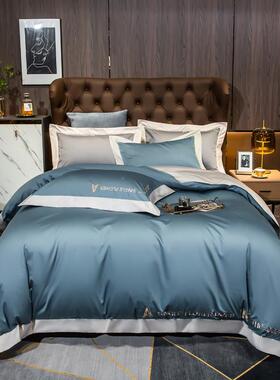 简色1素0支长绒棉四件套全棉纯KIB棉100床单被套约欧式0床上用品