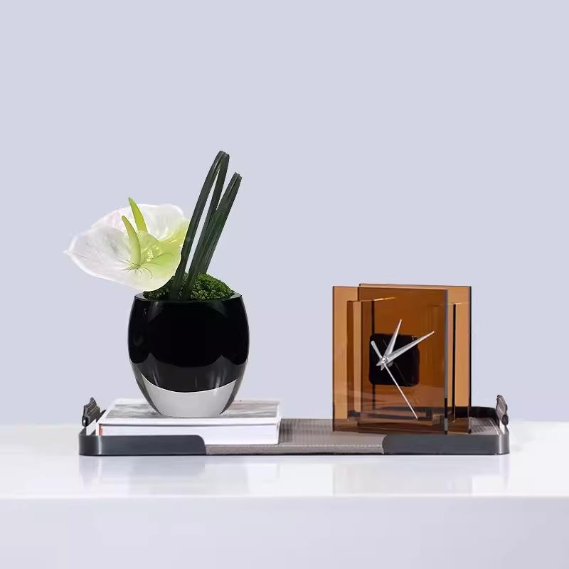 现代轻奢仿真艺店售楼处洽桌办公室样酒266板房客厅谈茶花几餐桌摆件