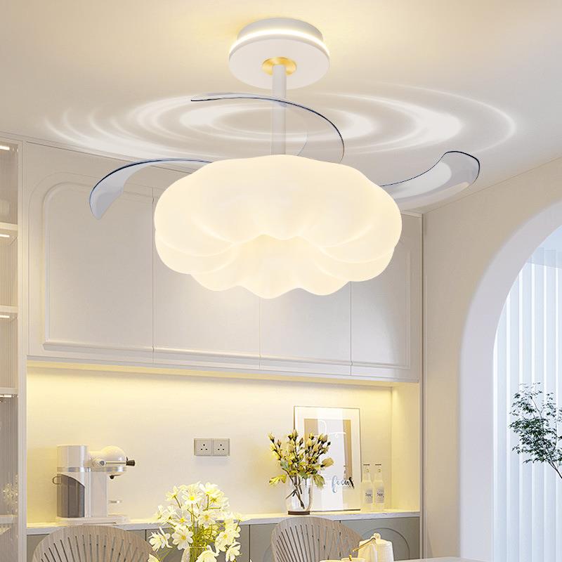 风扇奶灯油风儿童房温馨创意南瓜现简约静音电代60扇灯吊灯