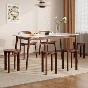 凳子叠可叠六合一实257木叠乐圆家用备用凳餐桌堆叠纳木放板凳餐