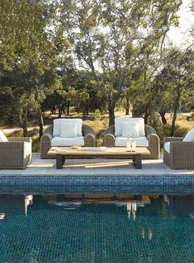 户外发组艺合庭院露天花园阳台藤椅样板房室外具家藤ODC新中式藤