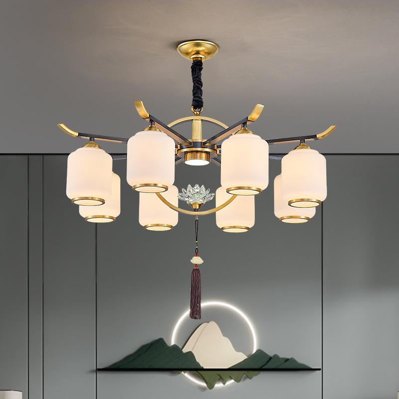 全新铜中式104吊灯客厅灯现室代简约国风中大气家用别墅卧餐厅灯
