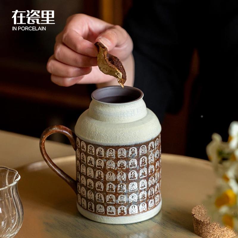 在瓷式497敦煌文创万佛暖手创意家用壶大容量泡茶壶中户外闷茶里