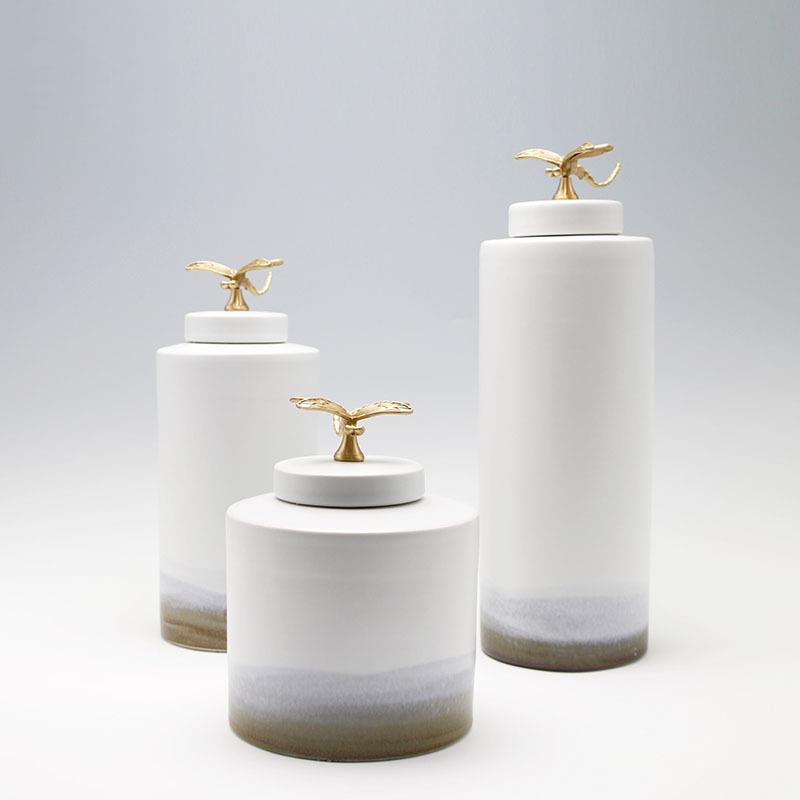 家新中式瓷储物罐摆件花酒瓶FBS玄关电陶视柜软装饰品样板间居工