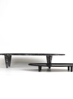 新中式四脚椭盆圆配船型MC-TY-64属搭苔藓茶具软装饰品玄关桌面收