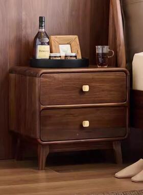 全VGK实木北美床黑胡桃木头柜现代简家用小斗户约型卧室小型床边