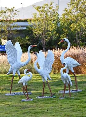 户外仿8393真鹭林动物摆件公园观仙鹤雕塑花园庭景院水池塘假白山