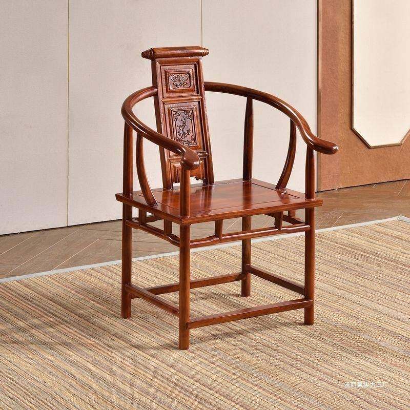 实木茶圈椅新中式单太师茶椅人官帽椅935主人位中式仿古台泡围椅