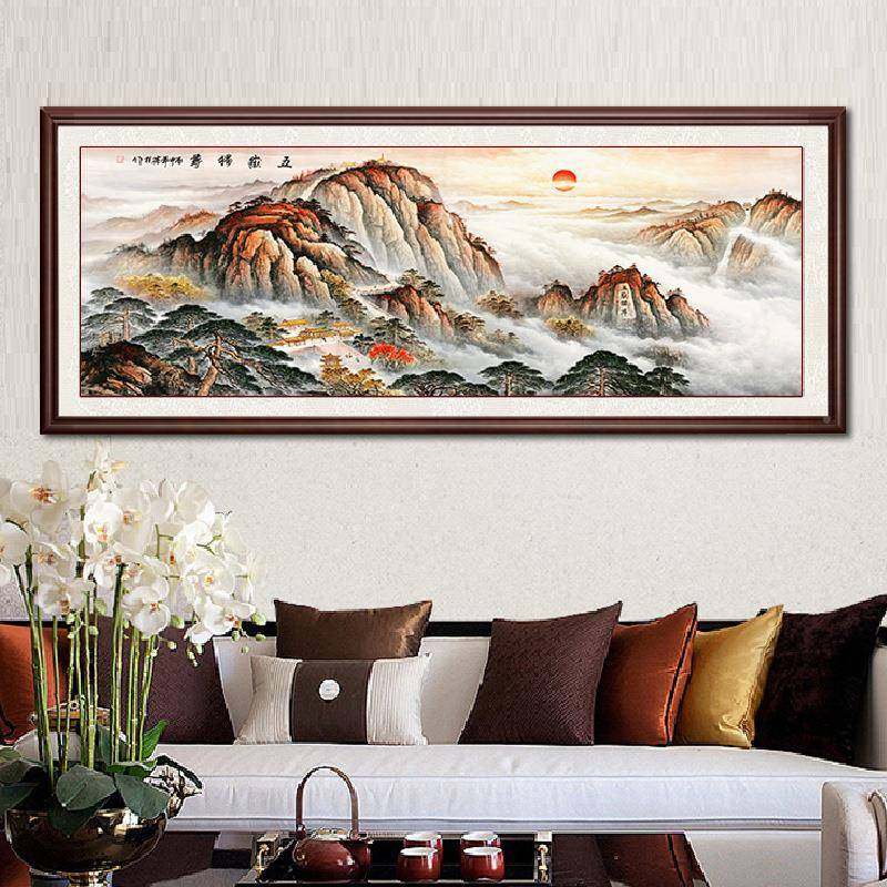 款钻石钻IYH画满客十厅5D新大幅中国风山水五岳独尊泰山贴钻字绣