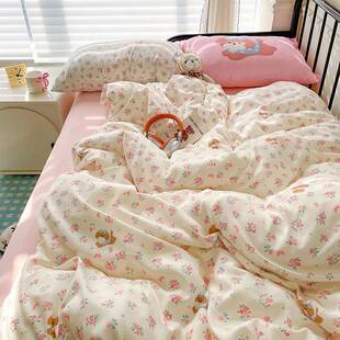 秋冬JKY款季水云棉大版四件套床单床笠款学生宿舍三朵件洗套水洗