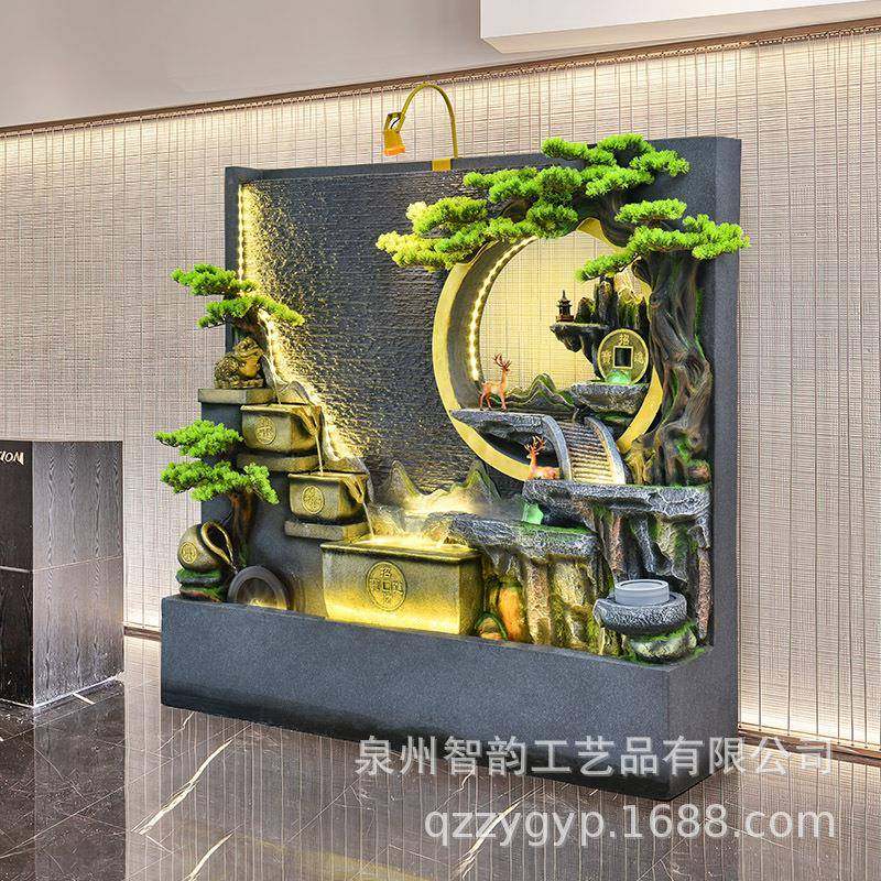 大假山流水墙屏办招财流摆件TRX庭院客厅公室酒店鱼水缸风落地装,家居饰品,流水摆件,淘宝优惠券,粉丝福利购,淘宝优惠卷