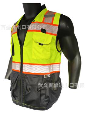 ANSIClass2美加多口袋款XZV拼色安全涤热帖反光全心反光衣马背甲