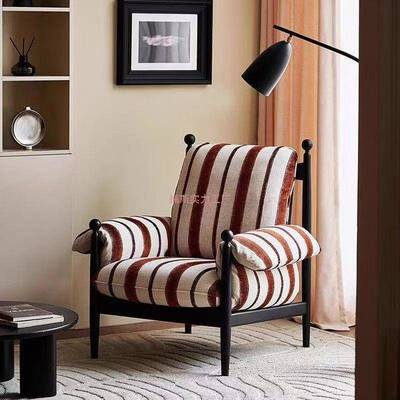 法式复古靠背单人沙发椅中古风休闲懒人椅赤乌椅子客厅阳台设计师