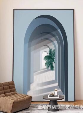 入户玄关延NJA伸空间挂画客现代厅轻奢高落地画样板房廊走过道壁
