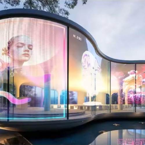 全彩led格栅屏ld透明屏屏leed柔性软屏共形广P2.6-5.2告媒体橱窗