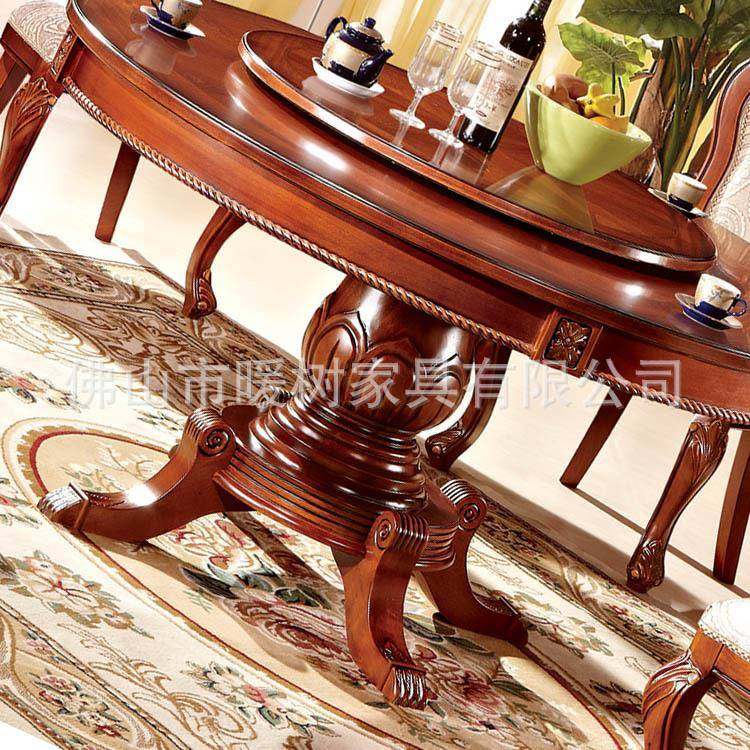 欧种实木餐桌式椅组合实木桌圆桌豪华圆803台酒店餐多尺寸