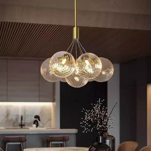 全铜8683客泡厅卧室泡球吊灯现代简红约风网厅客餐厅奶油风格美式