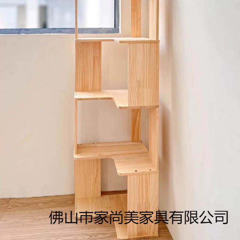 实木UVS转头角书架落地置物拐架一体靠墙储书物柜客厅简易床角多