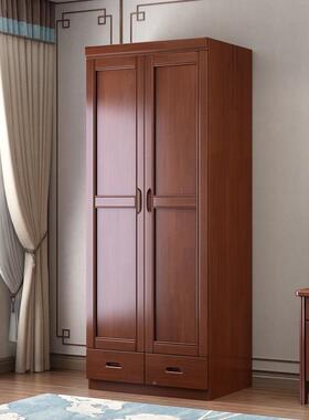 新LLY中式实木衣柜用两门收纳平储大衣橱带抽屉物开门橱家柜胡桃