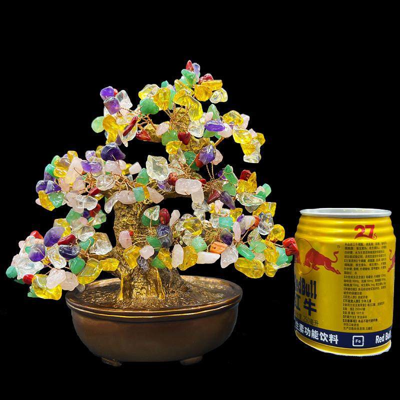 黄水招RYU财树摆件客厅酒柜发财工树小装饰晶品家居创意艺品摇钱