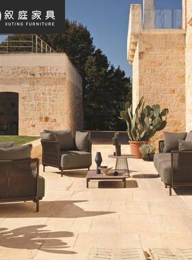酒外家具厅店样板房客藤椅三户件套阳台庭院防水休闲创OUS意藤编