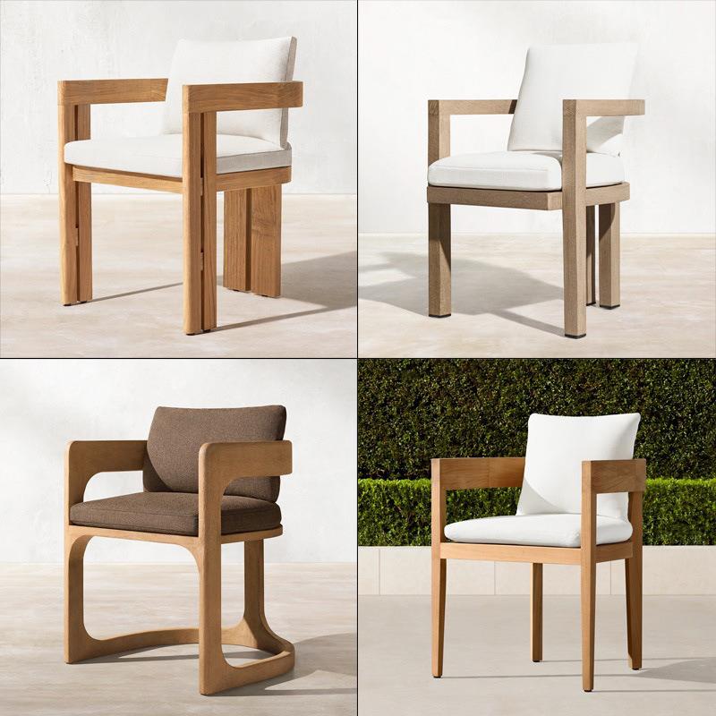 水店柚木餐椅单人防设计师别墅椅子Q059腐款名宿庭院露天酒防户外