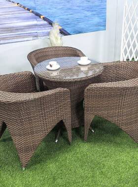 户外藤椅组合阳台室花园外院露天别墅休闲藤制庭桌82419椅几茶五