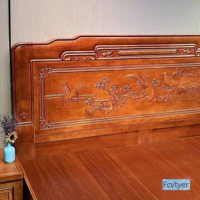 榫实木床全实木明加粗厚加古典床花UPL梨清仿古中式床卧室全卯双