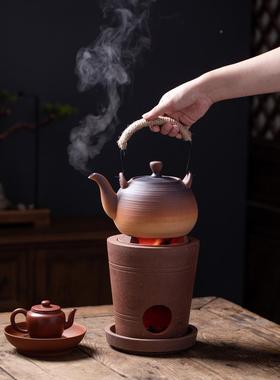 复古木碳炉瓷烧陶水壶明露营户外煮茶炉套用装家CKY养生潮火汕风