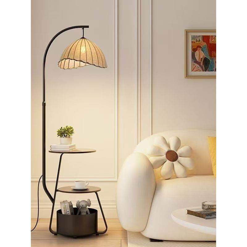 法式复古落地灯客厅沙发旁茶几灯中古风卧室床头柜置物一体氛围灯