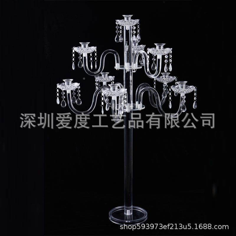 透BQC明水晶台烛酒店礼摆件蜡烛台烛光晚餐高欧婚式C管烛P台