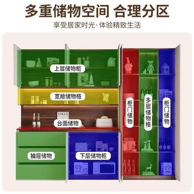 简约餐轻边物柜酒靠墙柜一体新款家用客餐厅奢直OGK饮机设计置储