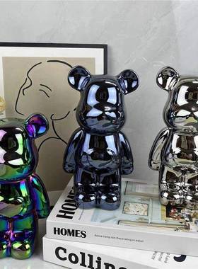 网爱心熊陶瓷THD存钱罐玄关客厅红电家视柜居装饰摆件夜市酒整箱