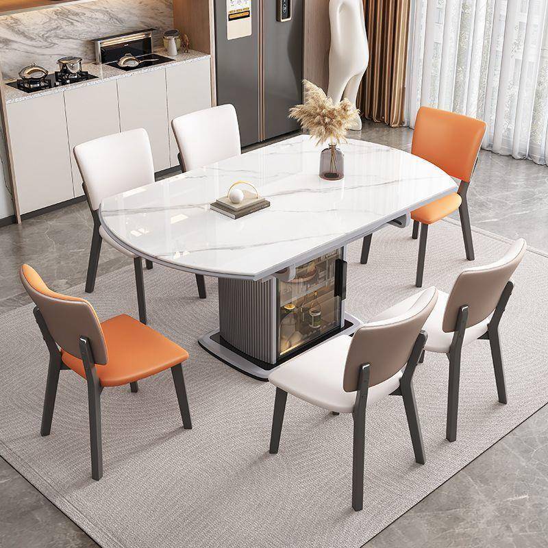 Rtd奢岩板电磁炉餐桌椅可伸轻新款储缩物餐家用桌小户型无品牌/折